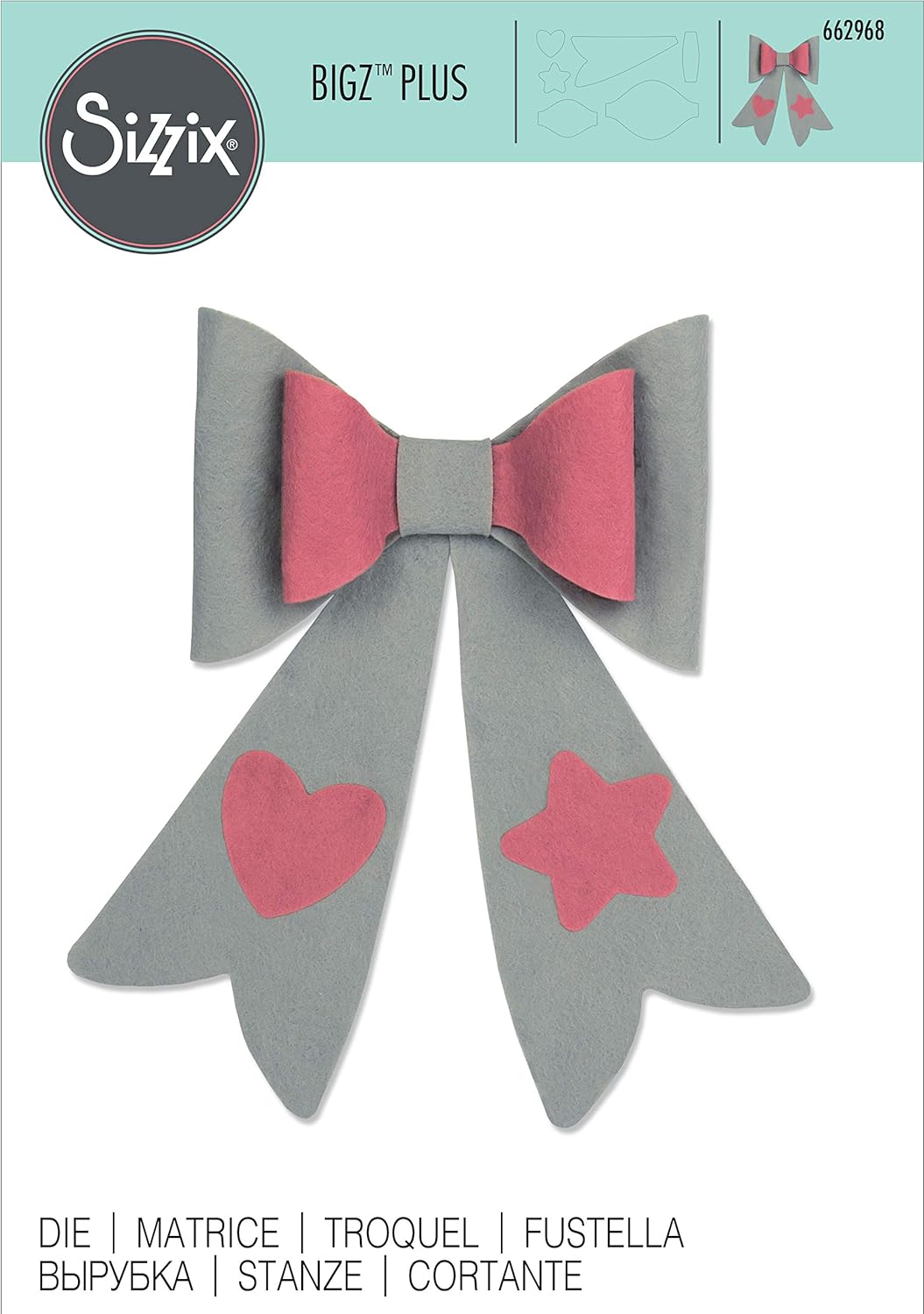 Sizzix 662968 Schleife 3 Stanzschablone, Mehrfarbig, Eine Grösse