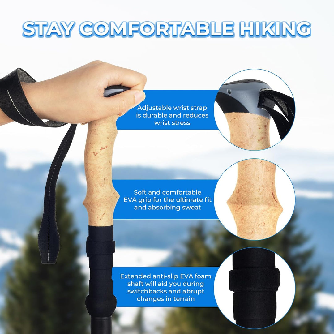 Overmont Wanderstöcke Faltbar Aluminium Ultraleicht - Verstellbar 105-125 cm Trekkingstöcke - Nordic