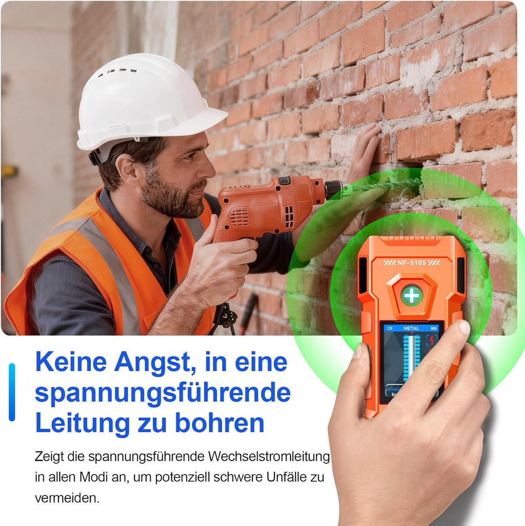 NOYAFA 6-in-1 Wiederaufladbarer Wanddetektor Leitungssucher mit HD LCD-Display & akustischer Warnung