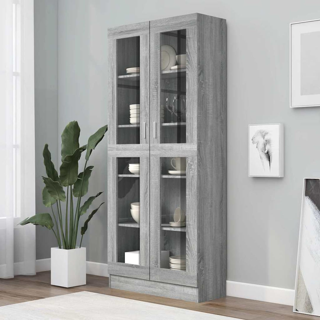 Vitrinenschrank Bücherschrank Aktenschrank Vitrine Schrank Büroschrank Standvitrine mit 5 Fächern Bü