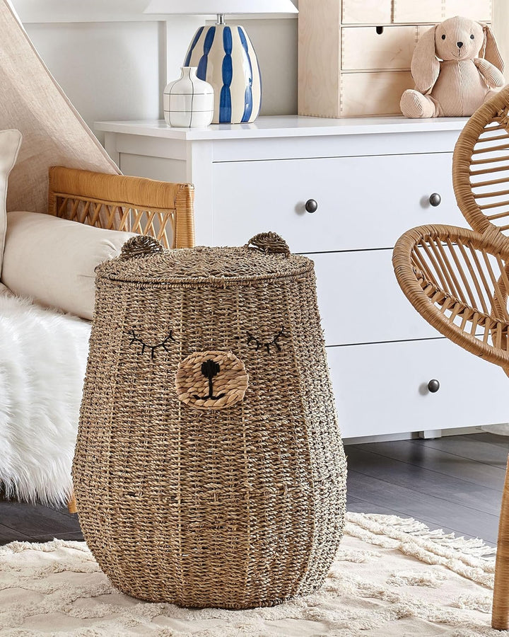 Aufbewahrungskorb aus Seegras Bärenform natürlich beige 68 cm Fulan