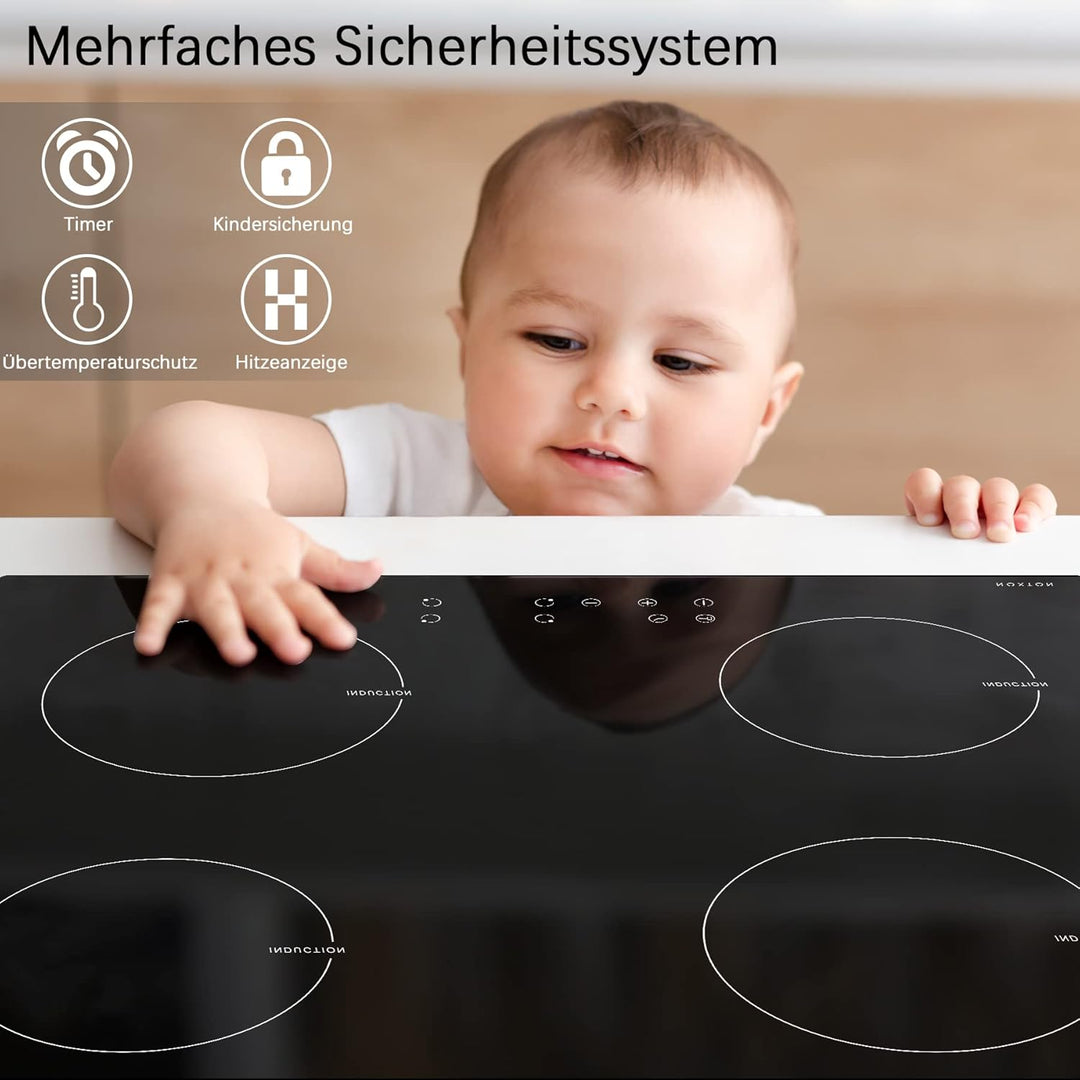 Noxton Domino Induktionskochfeld 60cm, 3500W, 220-240V Autarkes Induktionskochfeld 4 Platten Enibau