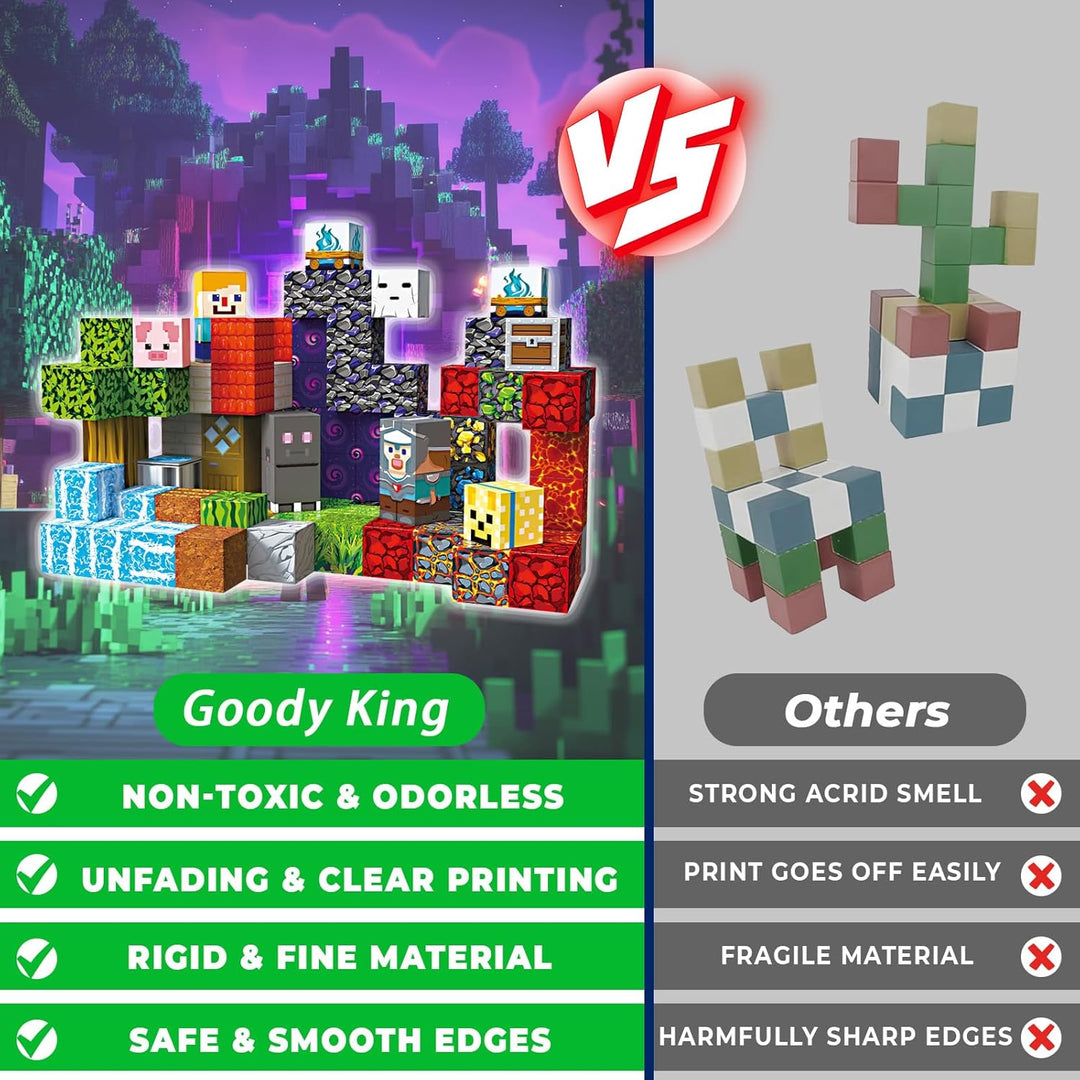 Goody King Magnetische Bausteine 100 Teile Wald-Portal Set - Magnetbausteine für Kinder mit Lava, Wa