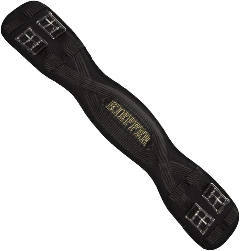Sattelgurt KIEFFERPRENLINE m.grossen Rollschn.u.Elastomerband ohne Elastik Schwarz 45cm, Schwarz 45c