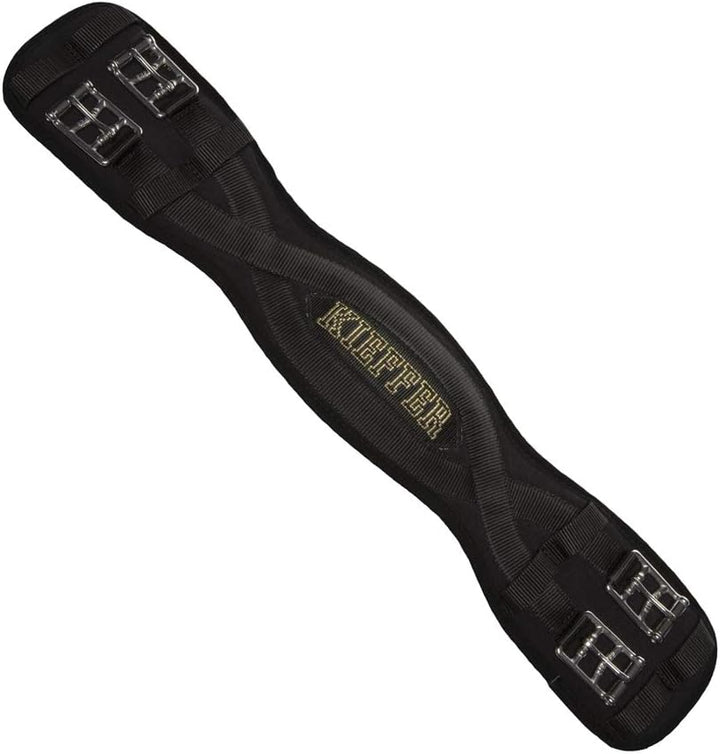 Sattelgurt KIEFFERPRENLINE m.grossen Rollschn.u.Elastomerband ohne Elastik Schwarz 45cm, Schwarz 45c