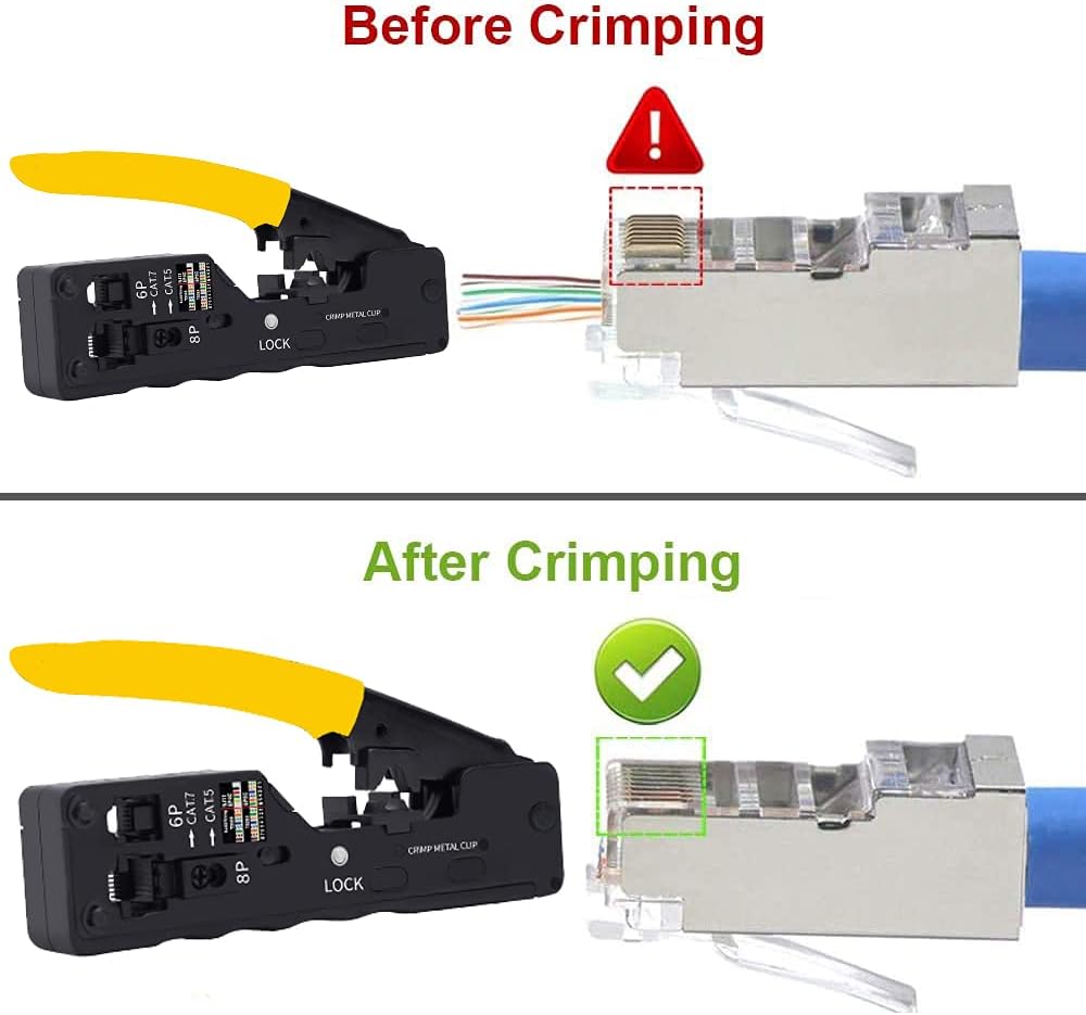 MAYLINEE Crimpzangen Set für RJ45, Durchgangs Crimpsteck Ethernet für CAT5/CAT6, CAT7 Kabel Tester K