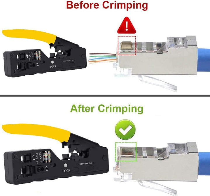 MAYLINEE Crimpzangen Set für RJ45, Durchgangs Crimpsteck Ethernet für CAT5/CAT6, CAT7 Kabel Tester K