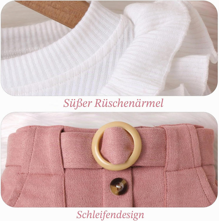 Kleinkind Baby Mädchen Outfits Ruffle Rollkragen Langarm Shirt + Bowknot Mini Rock 2 Stück Herbst Wi