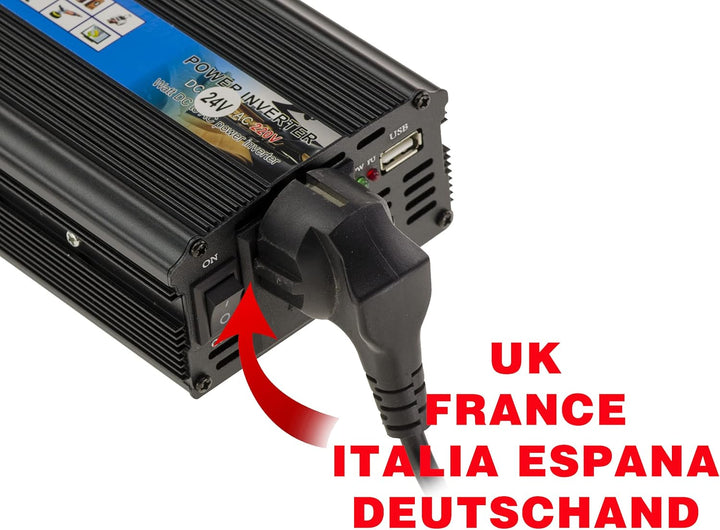 KALEA-INFORMATIQUE Spannungswandler 24V Eingang zu 220V Ausgang. Dauerleistung 500 WATTS, Spitzenlei