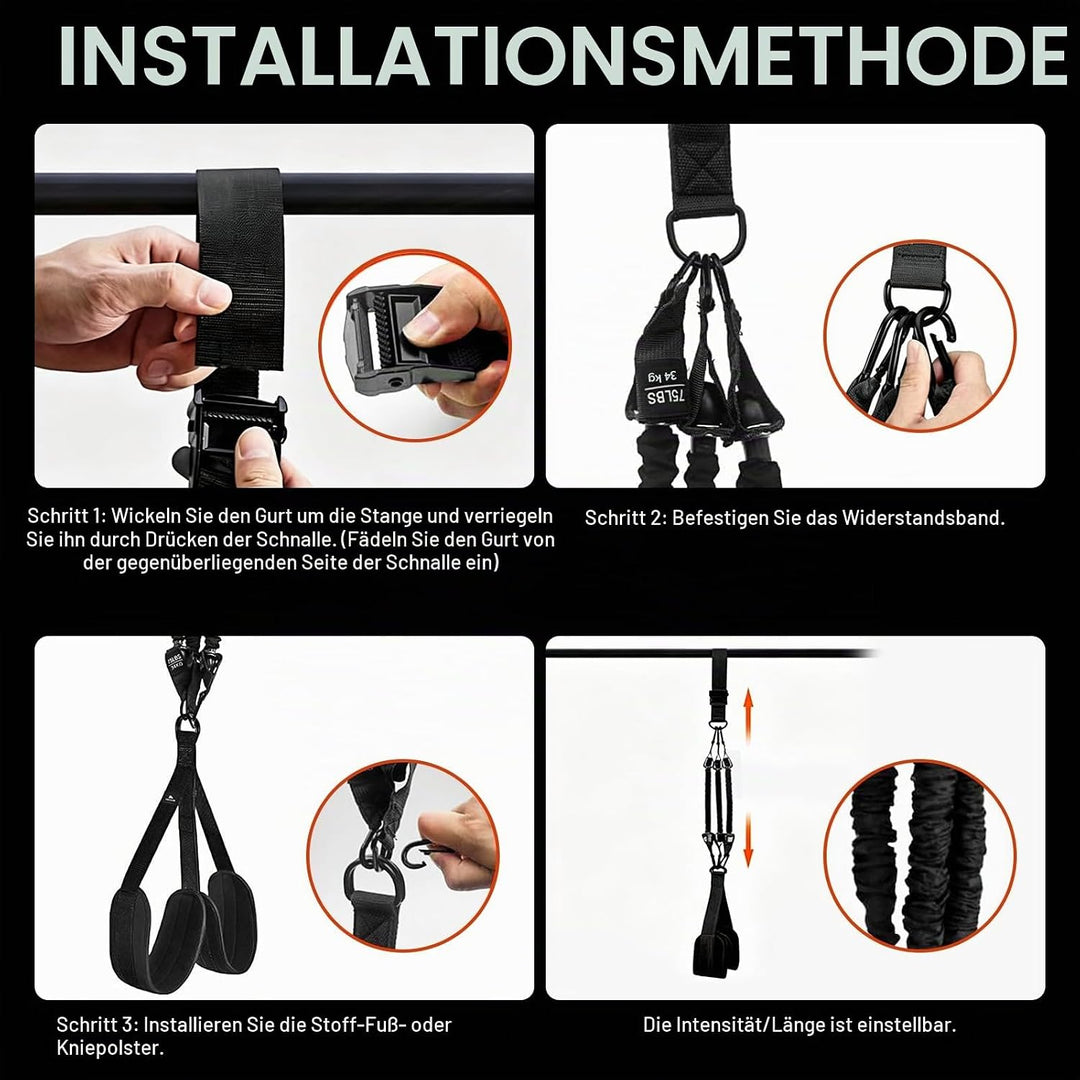 Klimmzug Bänder Set, Klimmzughilfe 75-300lbs mit Verstellbarem Widerstand und Höhe, Pull Up Band für