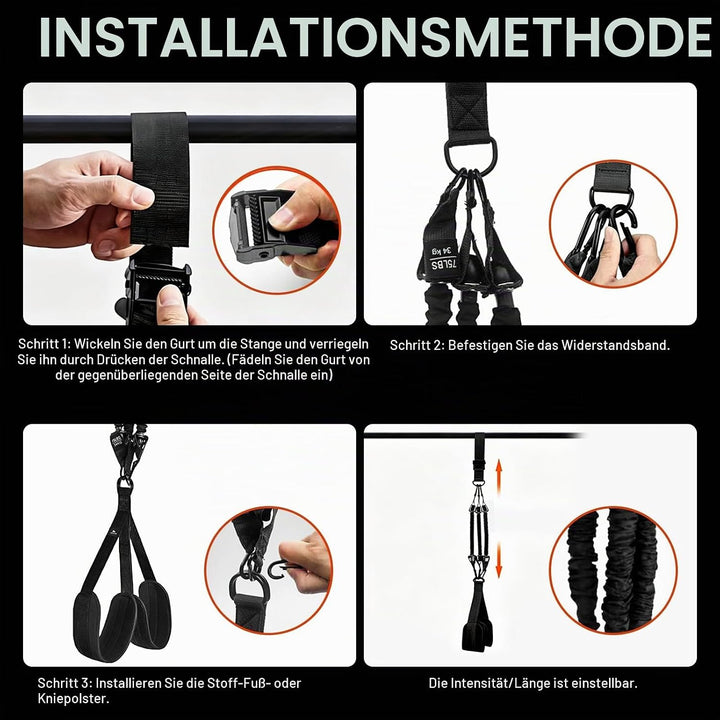 Klimmzug Bänder Set, Klimmzughilfe 75-300lbs mit Verstellbarem Widerstand und Höhe, Pull Up Band für