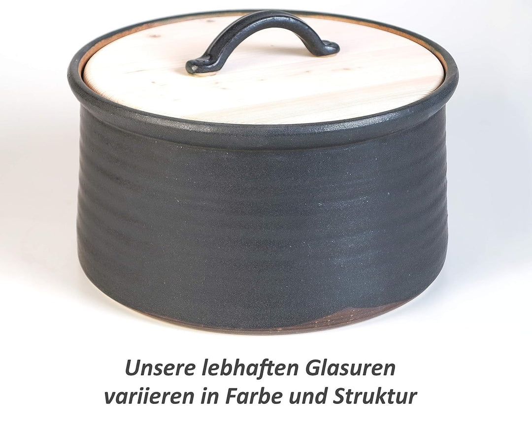 M – Brottopf für die kleinere Familie, schwarz-anthrazit, Keramik/Holz, für ein bis vier
