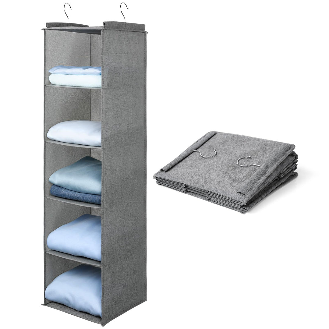 AiQInu Hängeregal Kleiderschrank,Hängeaufbewahrung Schrank Organizer mit 5 Fächern,Faltbar Platzspar