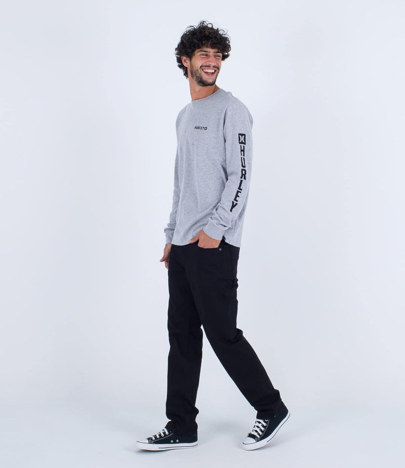 Hurley Herren Evd The Box Ls Tshirt S Dk Grau Htr, S Dk Grau Htr