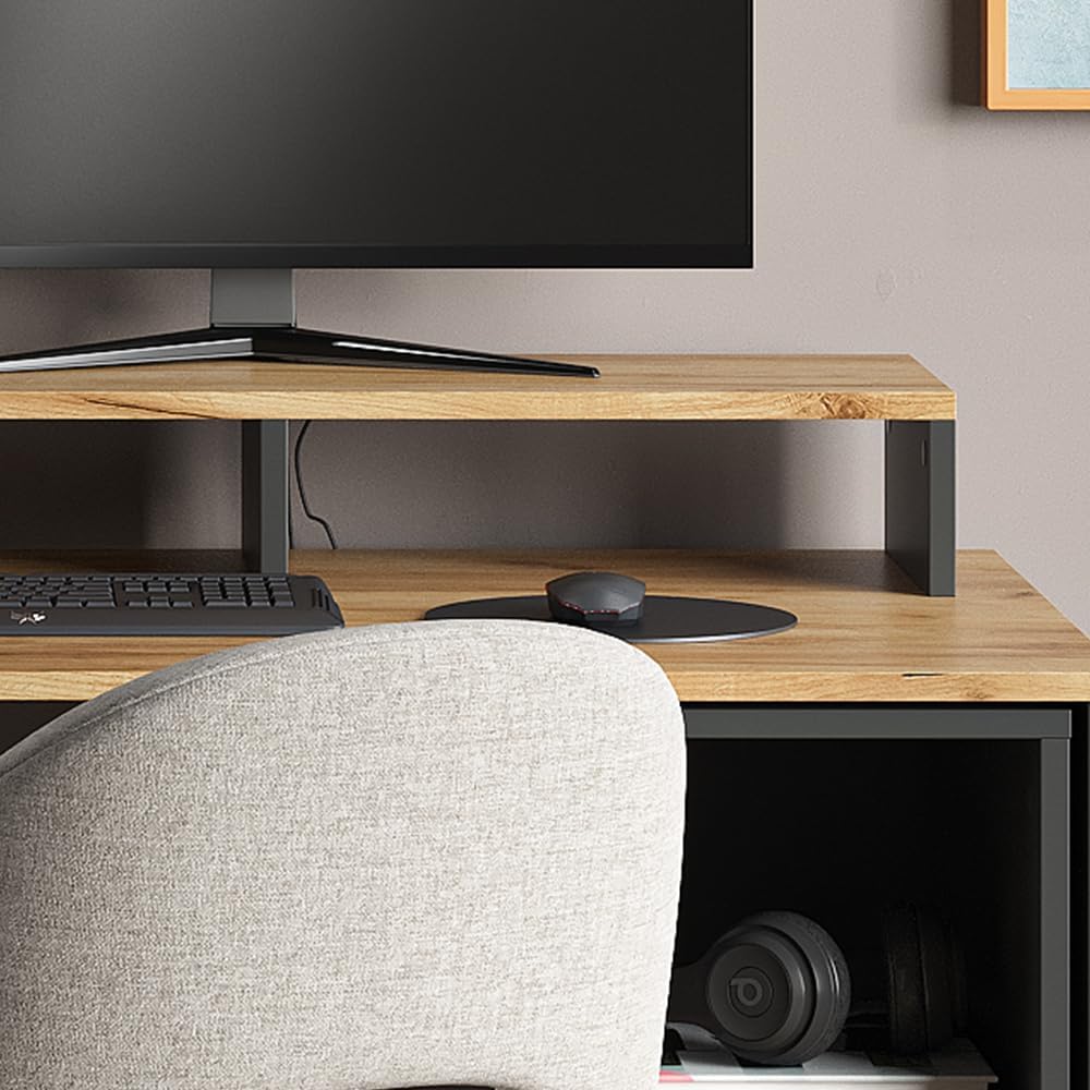 Vicco Monitorständer Tomy, Anthrazit/Goldkraft Eiche, 80 x 12 cm, Anthrazit/Goldkraft Eiche