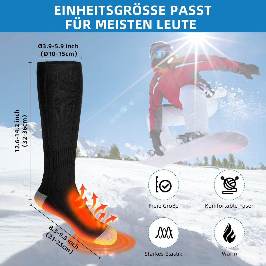 Beheizbare Socken, 5000mAh Beheizte Socken Herren Damen Wiederaufladbare Batterien Elektrische Warme