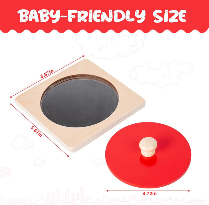 Montessori Baby Spiegel Spielzeug,Montessori Spiegel Peekaboo Knopf Puzzle-Jumbo Knopf Baby Puzzles