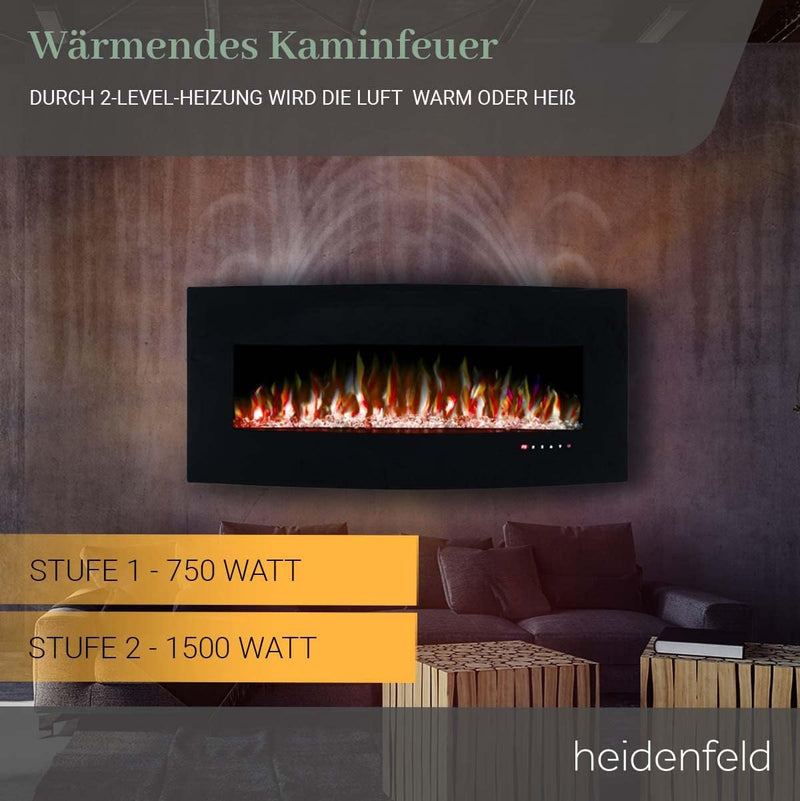 Heidenfeld Elektrokamin HF-WK400 - 𝟯 𝐉𝐀𝐇𝐑𝐄 𝐆𝐀𝐑𝐀𝐍𝐓𝐈𝐄 - 1500 Watt - LED Kamin mit 10 Farben - Fernbedi