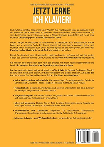 Jetzt lerne ich Klavier! Klavier lernen für erwachsene Anfänger: Die Klavierschule mit einfachen Kla