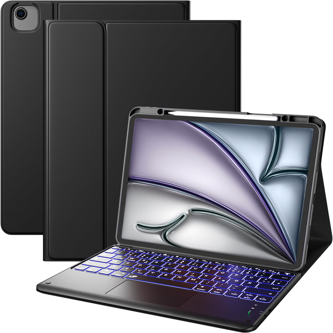 Vobafe Hülle mit Tastatur für iPad Air 13 Zoll 2024 M2/iPad Pro 12.9 (3. 4. 5. 6. Gen), QWERTZ Keybo