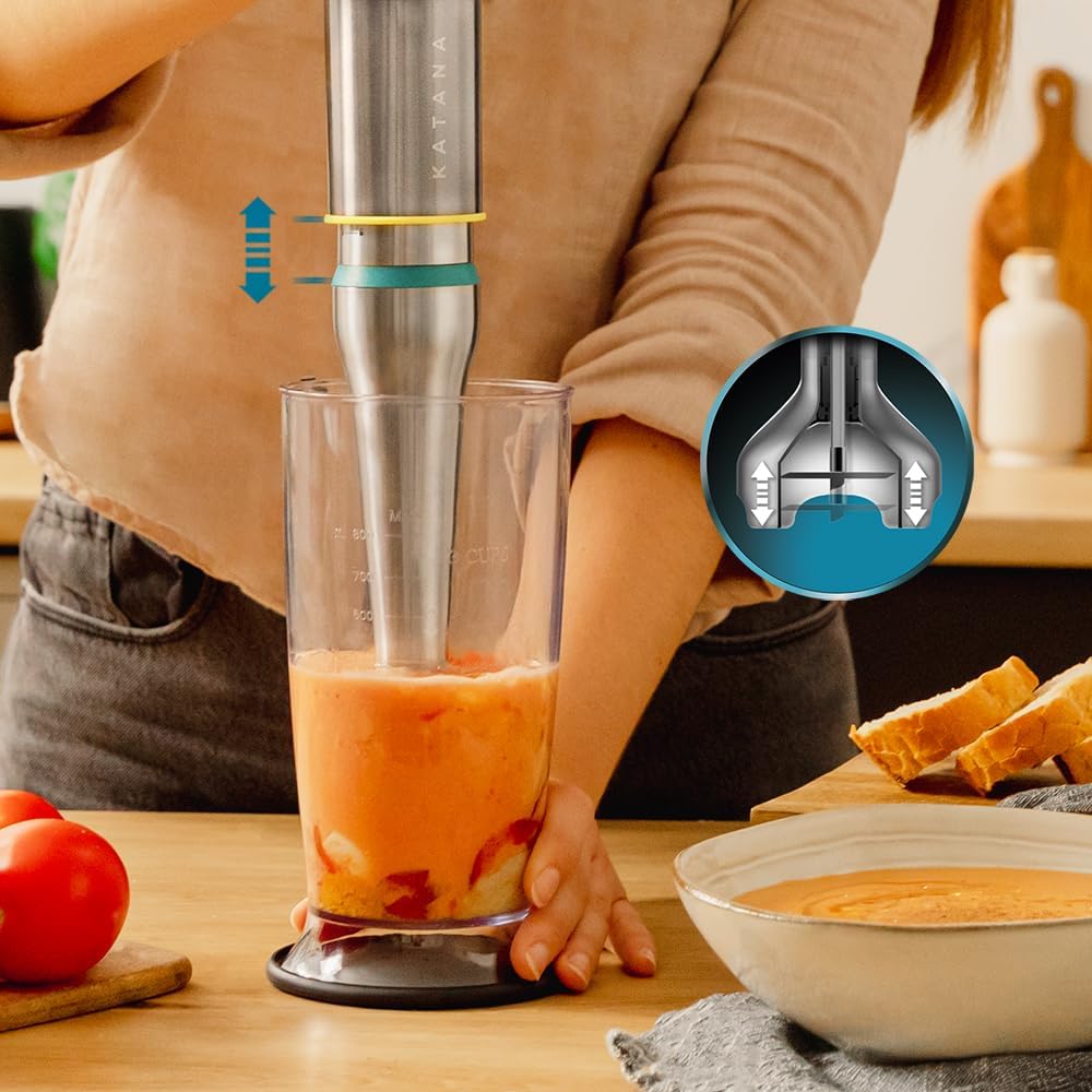 Cecotec Stabmixer Katana TotalDestroy 1500XL Cream BL. 1500 W, 21 Geschwindigkeiten und Turbo, 4 Kli