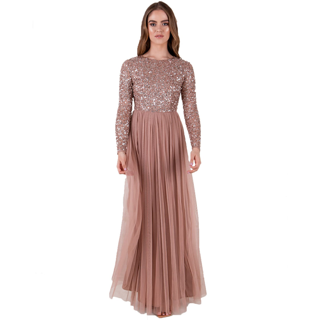 Maya Deluxe Damen Maya Deluxe Dames Dames Jurk Voor Bruiloft Guest Plus Size Empire Hoge Taille Sequ