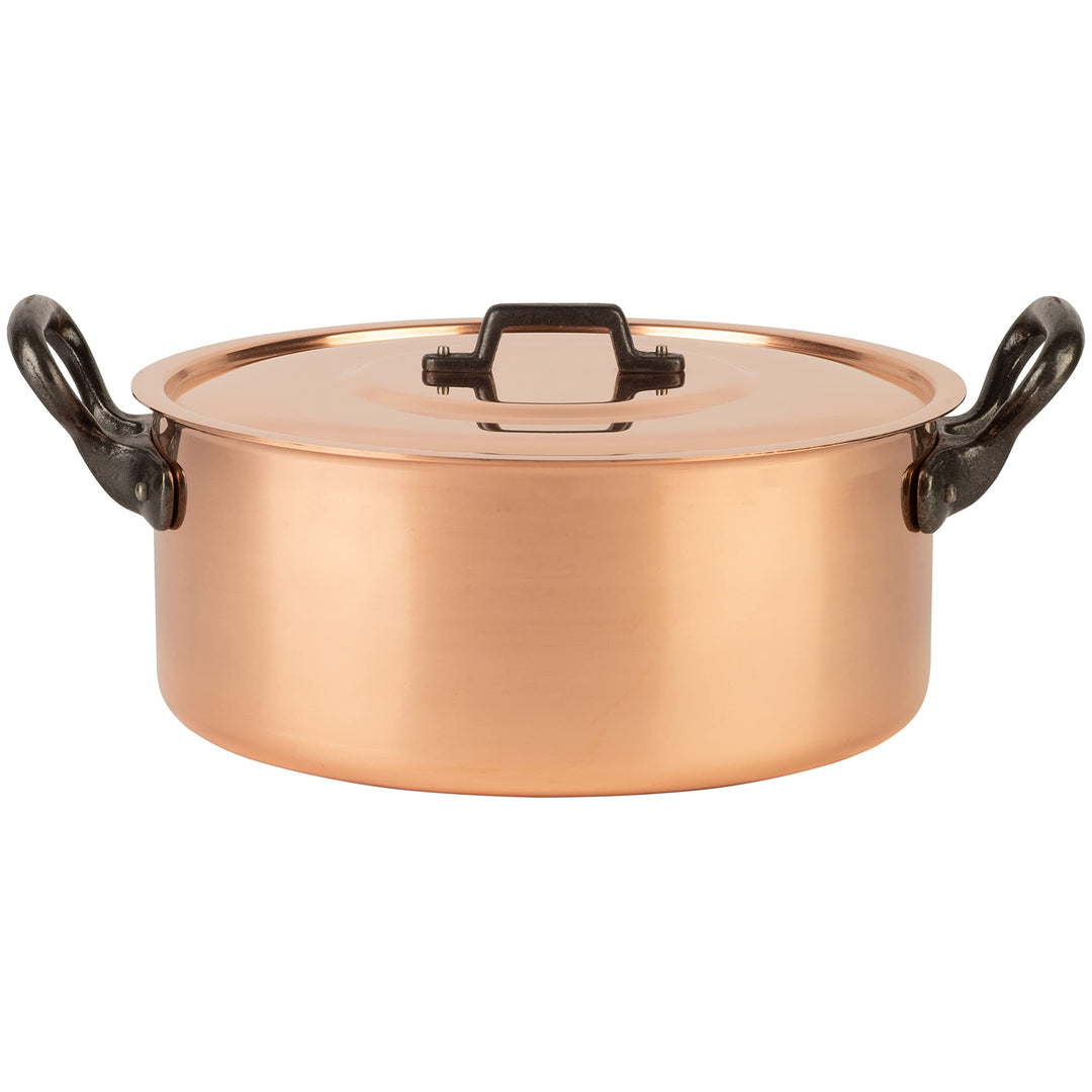 Cuisine Romefort | Kupfertopf verzinnt mit Gusseisengriff und Deckel Ø 28 cm | traditioneller Schmor