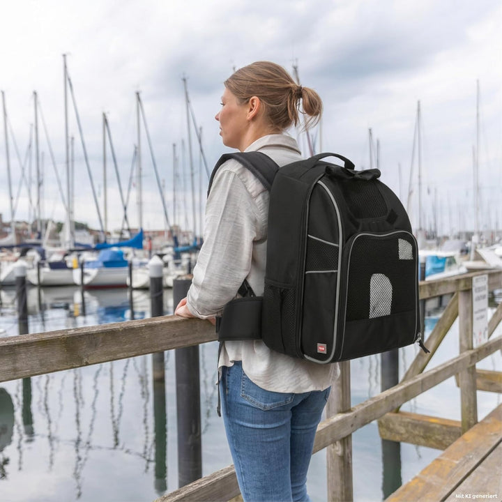 Trixie William Rucksack Tragerucksack für Haustier 33 × 43 × 23 cm schwarz, 33 × 43 × 23 cm schwarz