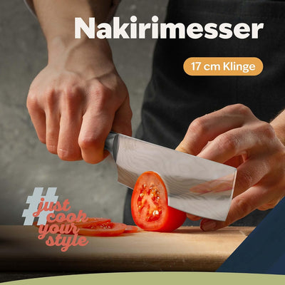 kjøk Premium Nakiri Messer mit Olivenholzgriff 17cm Japanmesser-Style Härte 58±2 HRC - extra scharf