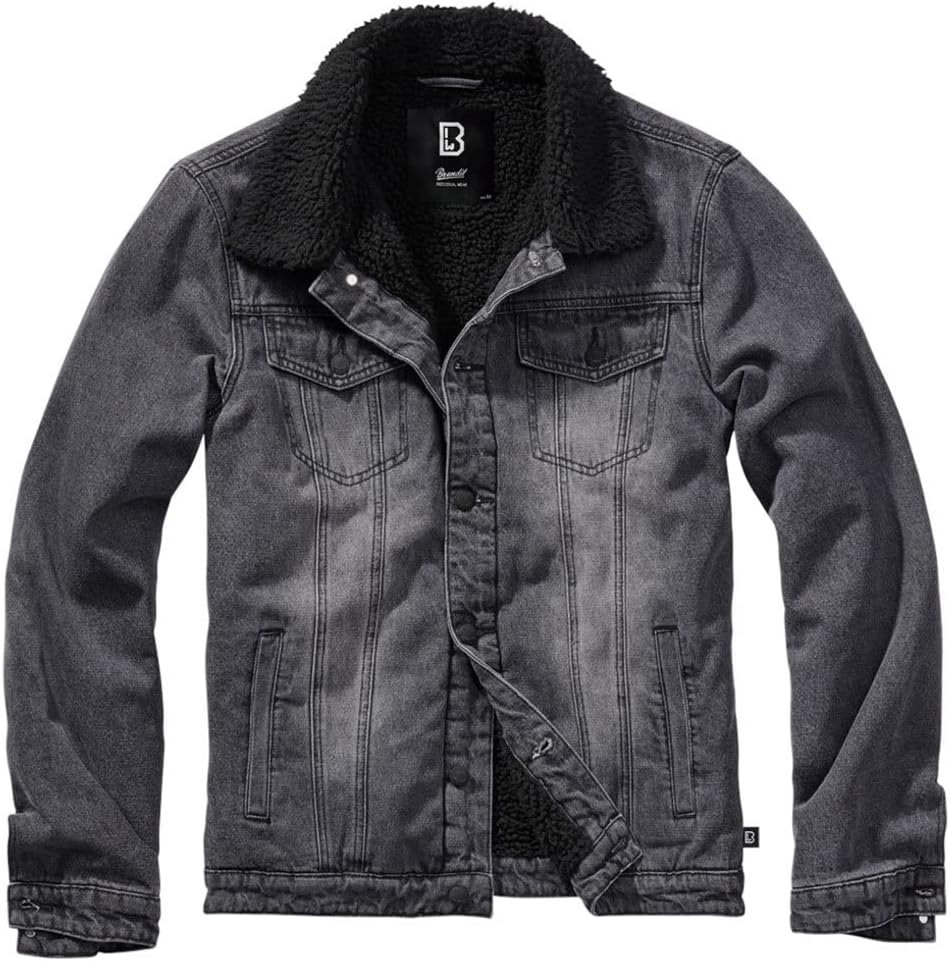 Brandit Herren Sherpa Denim Jacket S Schwarz, S Schwarz