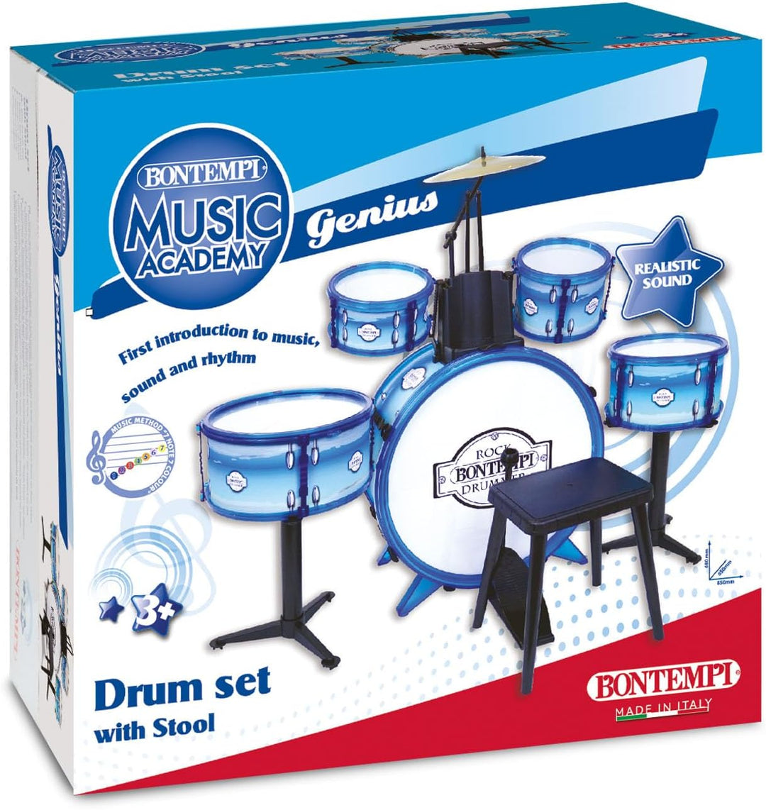 Bontempi – 51 4831 – Akku Rock Drummer 5 Trommeln, 514831, weiss Blau Blanc; Bleu, Blanc; Bleu