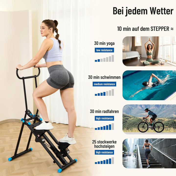 HXD-ERGO Vertikale Klettermaschine, Kreuztrainer mit LCD-Display, Steppers Faltbare Tragbares Pedal,