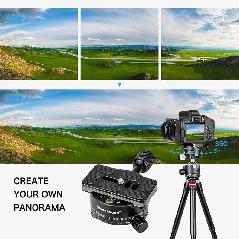 Koolehaoda Panorama Stativkopf 360 Grad Rotation Panoramakopf Aluminiumlegierung mit Arca Style Schn