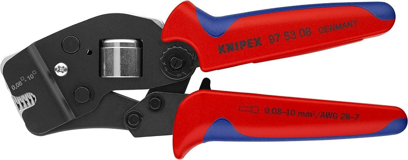 Knipex Selbsteinstellende Crimpzange für Aderendhülsen mit Fronteinführung brüniert, mit Mehrkompone