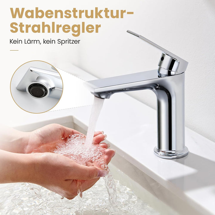 CECIPA Wasserhahn Bad, Bleifreie Waschtischarmatur mit Auslaufhöhe 11cm | Abnehmbarer Strahlregler m