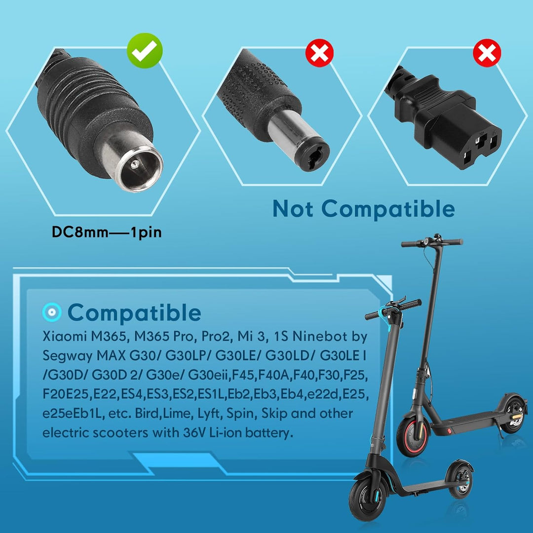 Ladegeräte für Scooter，42V 2A E Scooter Ladegeräte für Xiaomi M365,Pro,Pro 2,Mi 3,1s,Mi 4, 4 Lite, 5
