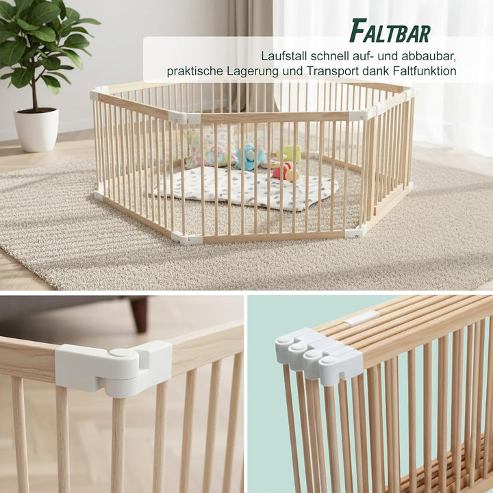 Relaxdays Laufstall Baby, Flexibles Laufgitter mit Tür, 8 Panel HxB: 61 x 84,5 cm, sichere Spielecke