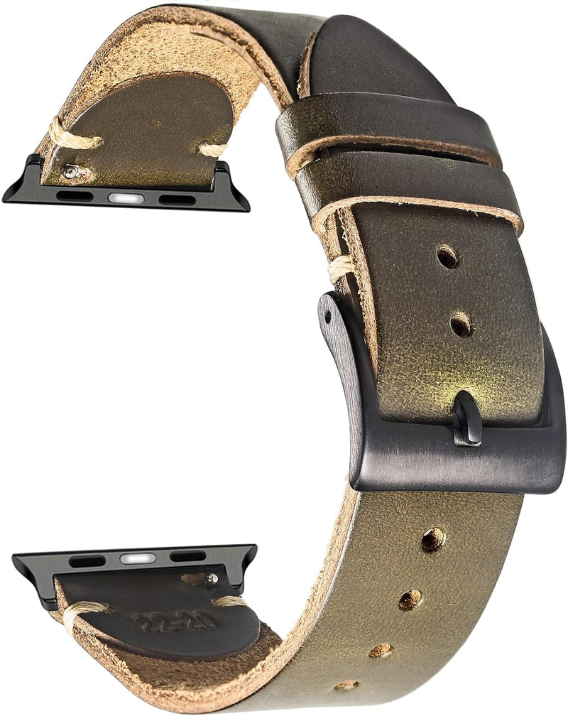 Kompatibel mit Apple Watch Band, Herren Horween Leder Uhrenarmband, Uhrenarmband für iWatch 42 44 45