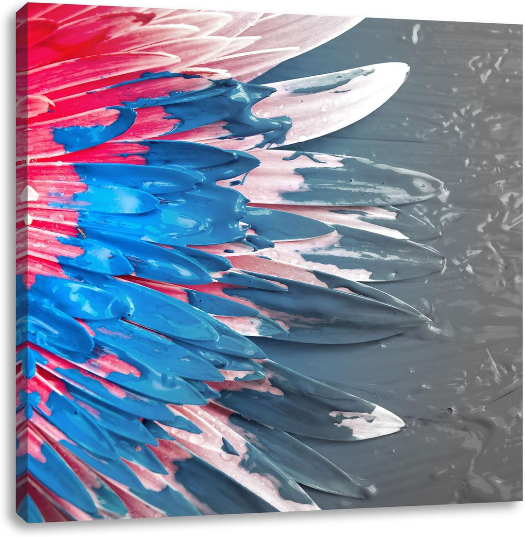 Pixxprint Bunte Blumenkunst als Leinwandbild Quadratisch/Grösse: 70x70 / Wandbild/Kunstdruck/fertig