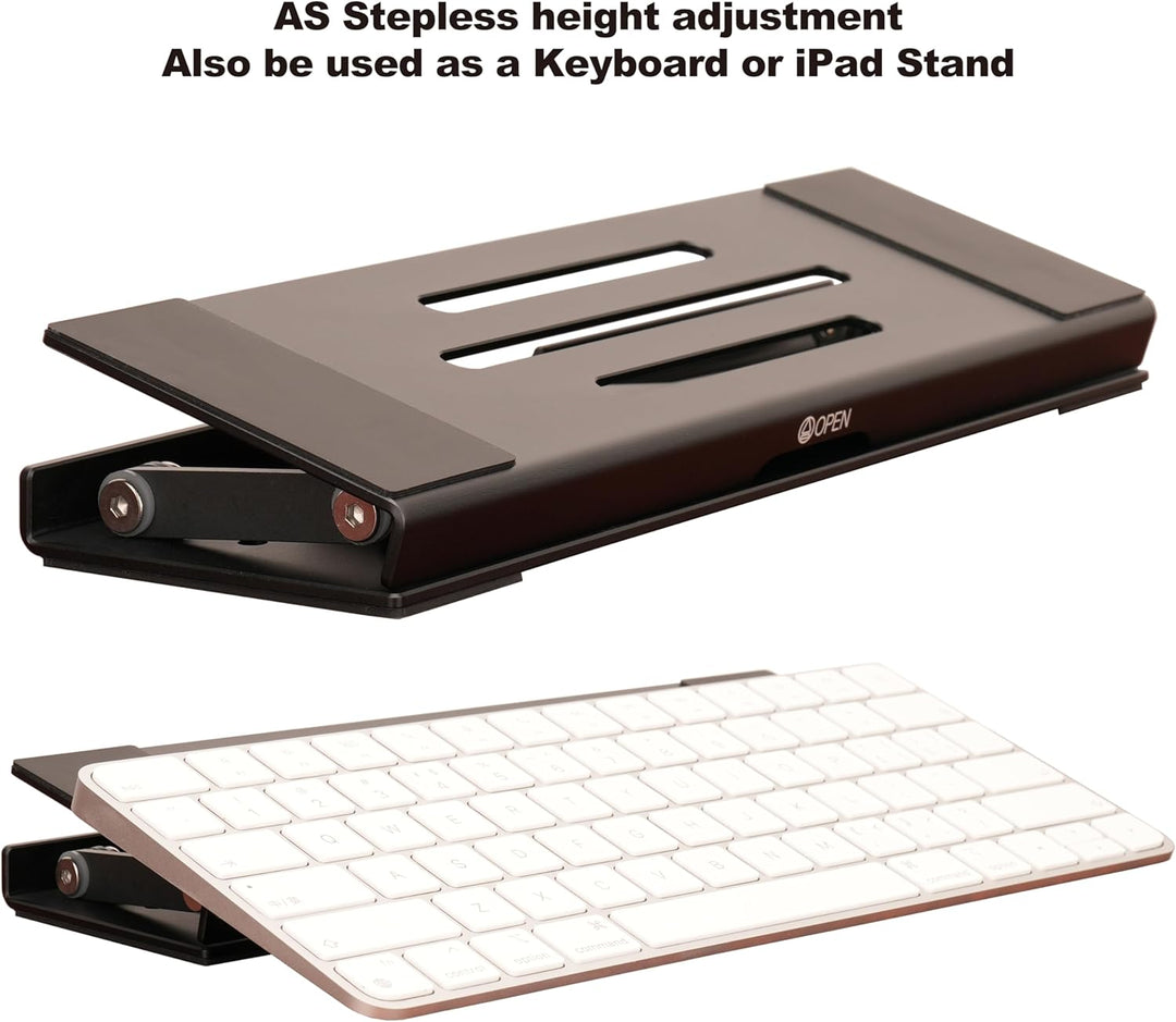 Aluminium 3-in-1 Laptopständer, klappbar, verstellbar, mit Kühlung, integrierter Aufbewahrungsbox, L