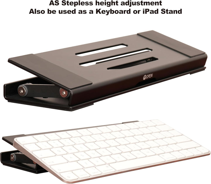 Aluminium 3-in-1 Laptopständer, klappbar, verstellbar, mit Kühlung, integrierter Aufbewahrungsbox, L