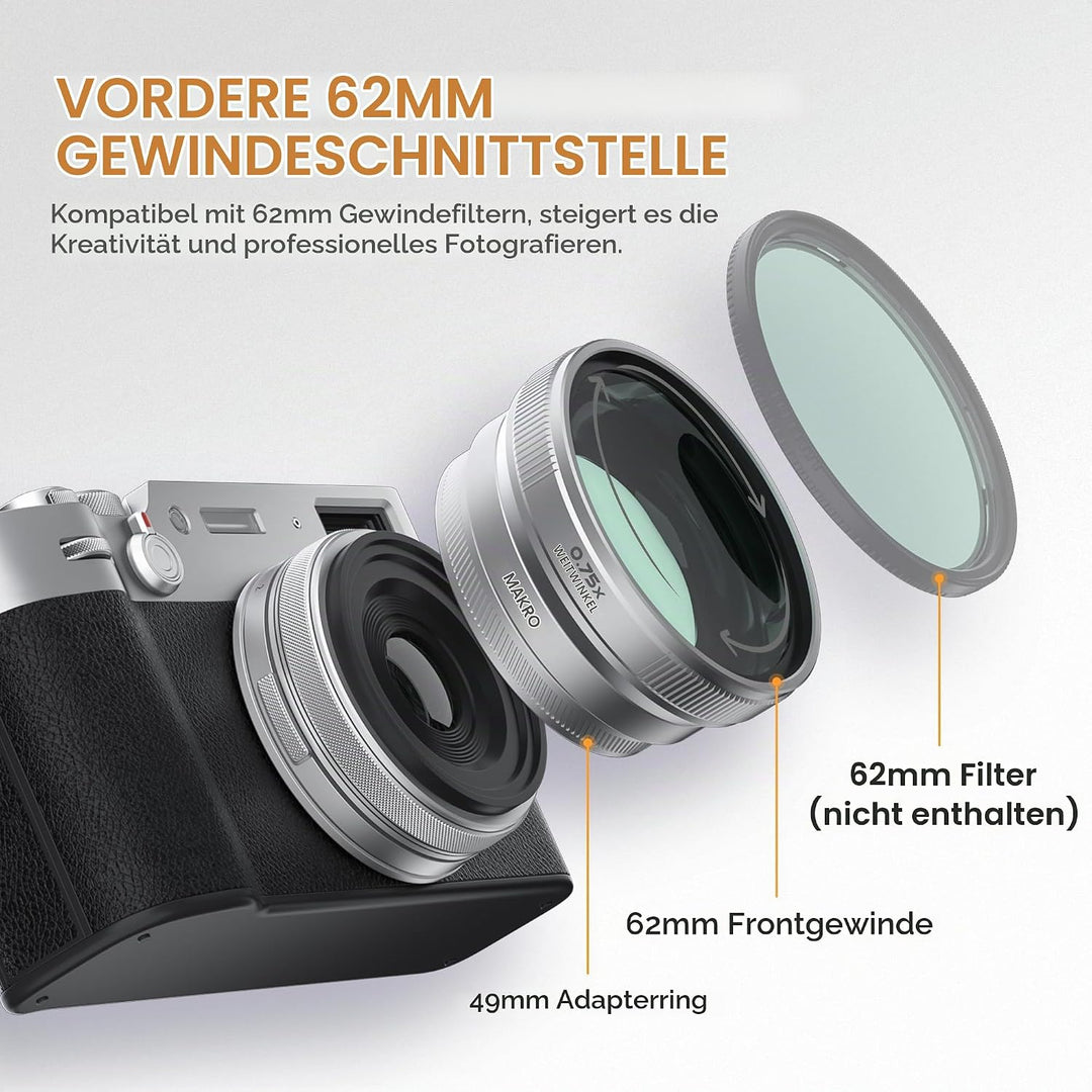 Freewell 2-in-1 Weitwinkel- &amp; Makro-Objektiv kompatibel mit Fuji X100VI/X100V - Vielseitiges Design,