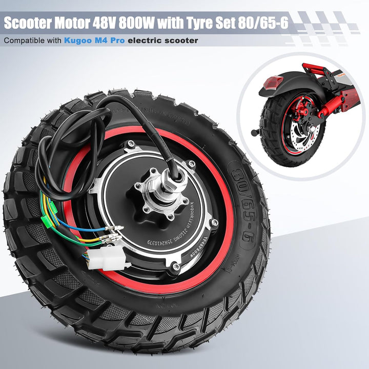 E Scooter Motor 48V 800W für Kugoo M4 PRO Hinterrad Motor, 800W Motor mit Reifen Schlauch 80/65-6, H
