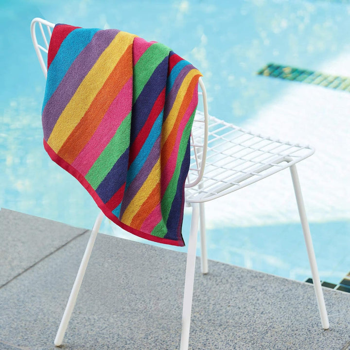 SweetNeedle Strandtücher – Multi Cabana Stripe Classic, 100% Baumwoll-Frottee, ringgesponnenes Poolt