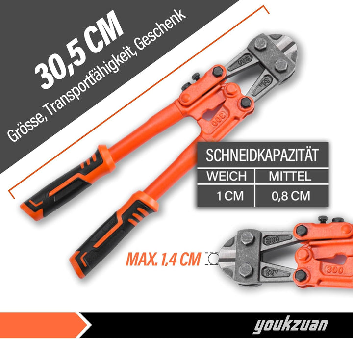 Bolzenschneider für Schlösser 315mm | Maximale Öffnungskapazität 15mm | Komfortabler Griff | Kompakt