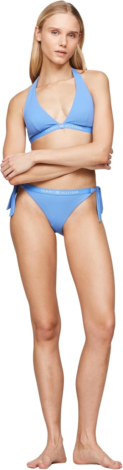 Tommy Hilfiger Damen Bikinihose Seitliche Schnürung Side Tie Cheeky Bikini Sport XS Blau (Blue Spell