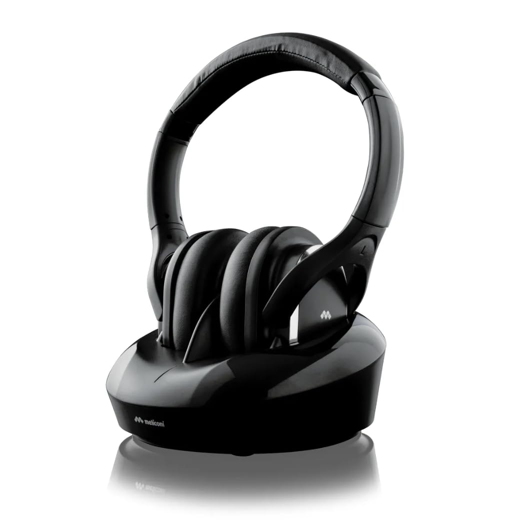 Meliconi Digital Plus Kabellose TV-Kopfhörer 863 MHz, digitales Audio optisch Toslink und AUX, 100 m