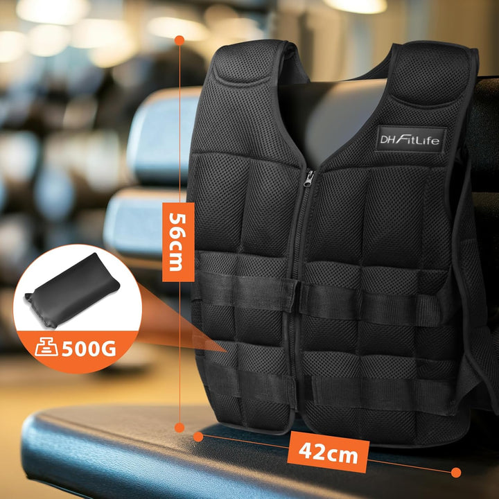 DH FitLife Gewichtsweste 10KG 20KG zum Muskelaufbau u. Krafttraining | Weighted Vest | Laufweste Dam