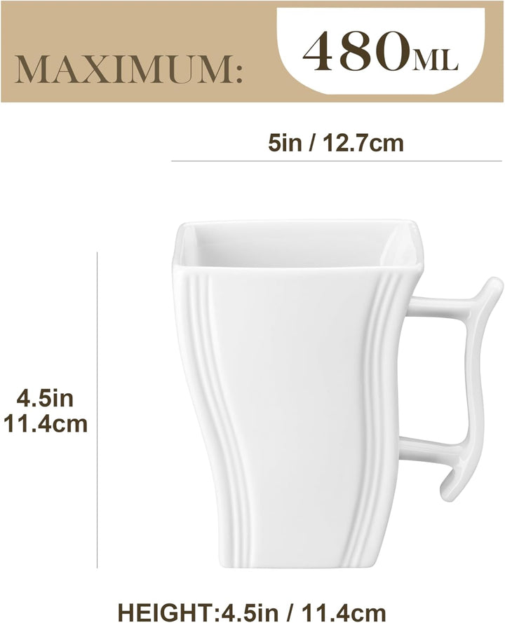 MALACASA Porzellan Kaffeetassen 6er Set, 470 ml Kaffeetassen mit Henkel, Grosse Keramik-Kaffeetasse,