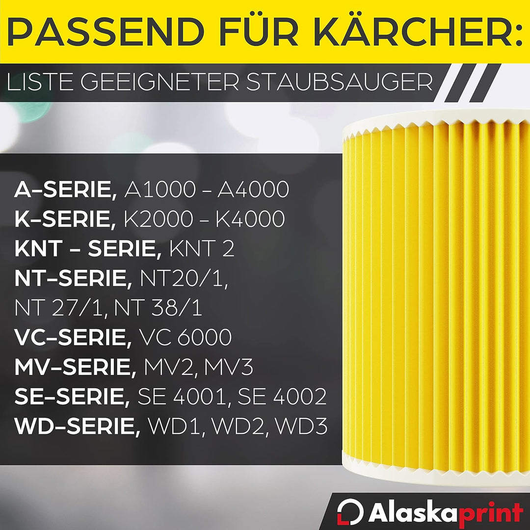 3x Filter für Kärcher Staubsauger, kompatibel mit Kärcher WD3 Filter, Premium WD2 WD 3 WD1 MV3 MV2 N